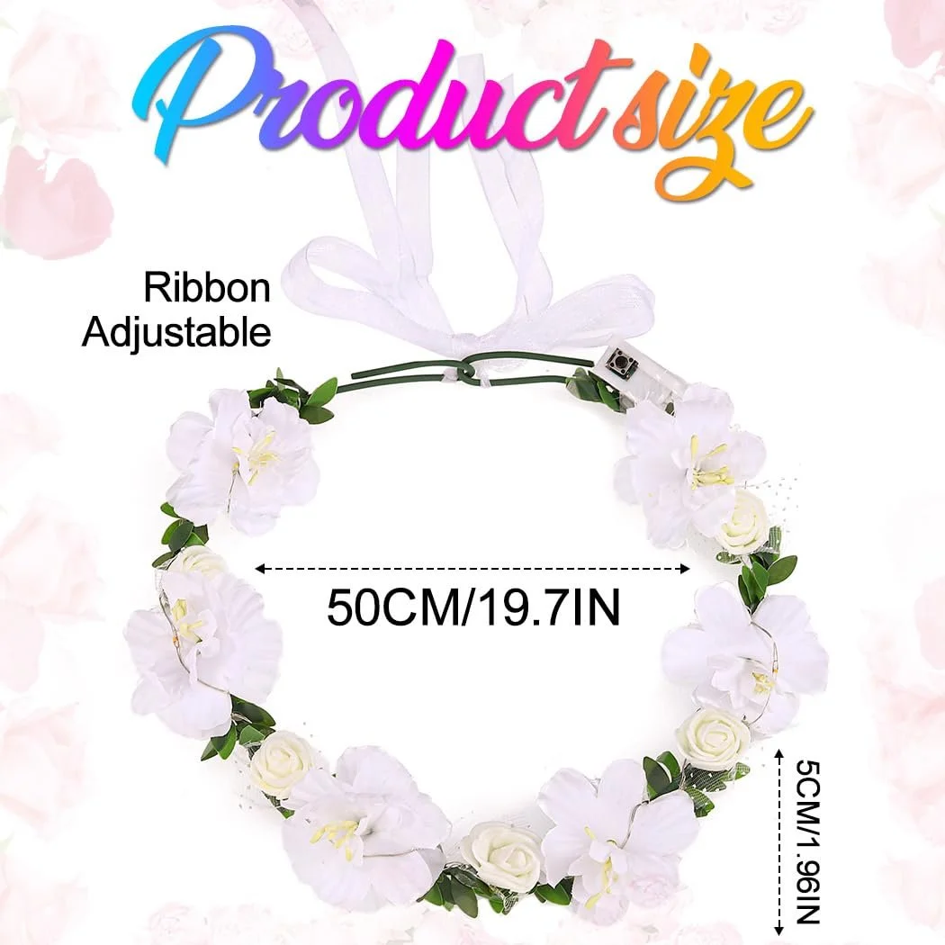 Вінок зі світлодіодними квітами Zoestar, білий, один розмір, фото №7