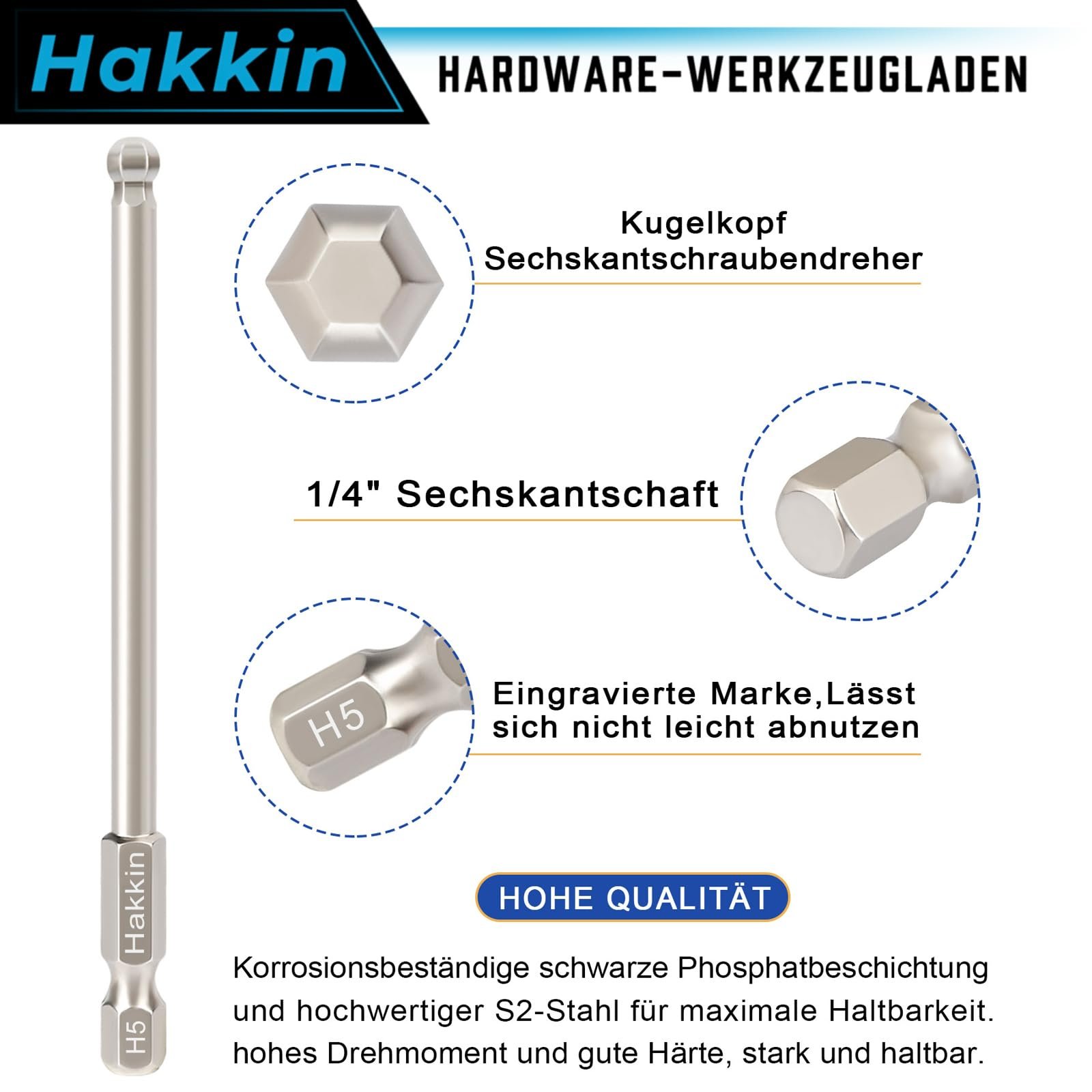 Набір Hakkin 9 штук 100 мм гвинтова викрутка 1/4 дюйма шестигранний хвостовик кульковий шестигранний біта S2 легована сталь 1.5/2/2.5/3/4/5/6/8/10 мм шестикутний магнітний набір біт електроінструменти, фото №4 Набір Hakkin 9 штук 100 мм гвинтова викрутка 1/4 дюйма шестигранний хвостовик кульковий шестигранний біта S2 легована сталь 1.5/2/2.5/3/4/5/6/8/10 мм шестикутний магнітний набір біт електроінструменти, фото №4