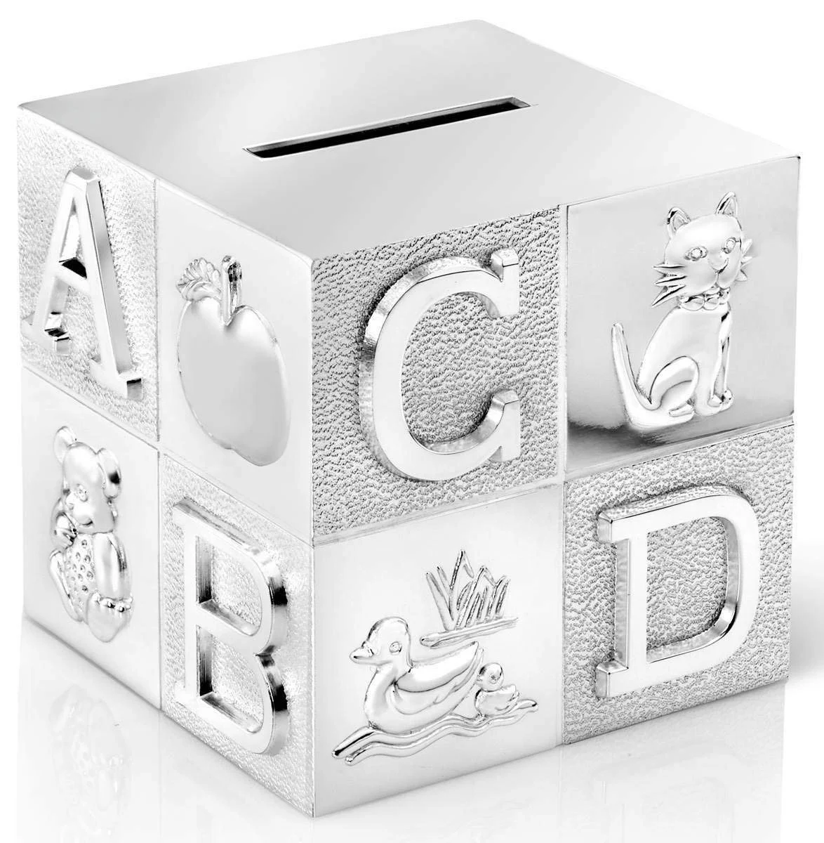 Скарбничка ABC Cube Металева посріблена 8х8х8 см, фото №2