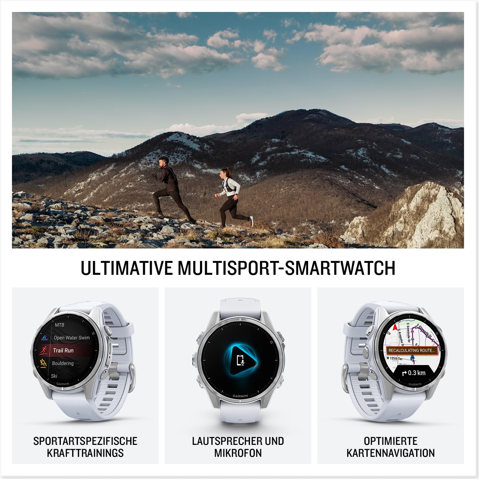 Смарт-часы Garmin fēnix 8 GPS Multisport 43 мм AMOLED, сенсорный/кнопочный дисплей 1.3 дюйма, фонарик, карты Topo, более 80 предустановленных спортивных приложений, телефония, Music Pay, фото №2