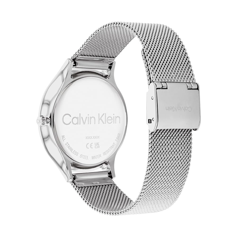 Аналоговий годинник Calvin Klein Timeless Mesh 38мм з сітчастим браслетом з нержавіючої сталі або шкіряним ремінцем, фото №3