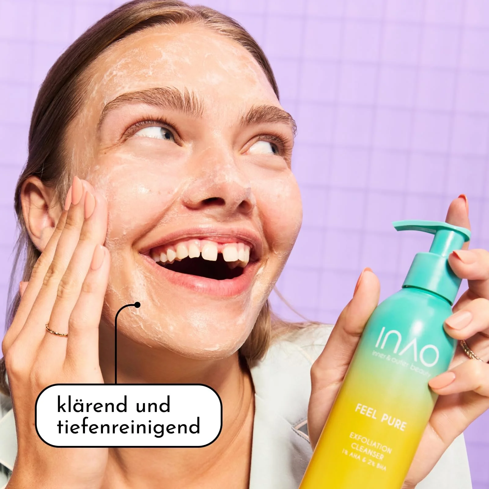 Гель для вмивання INAO Skincare Feel Pure Exfoliation Cleanser з AHA, BHA та ніацинамідом для м’якого очищення обличчя для сяючого кольору, фото №5