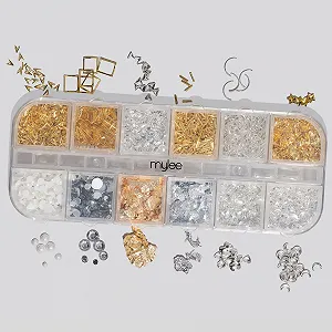 Набор для дизайна ногтей Mylee Crown Jewels 12 предметов, серебряные и золотые украшения, инструмент для гибки. synthetic.ua - Фото 1
