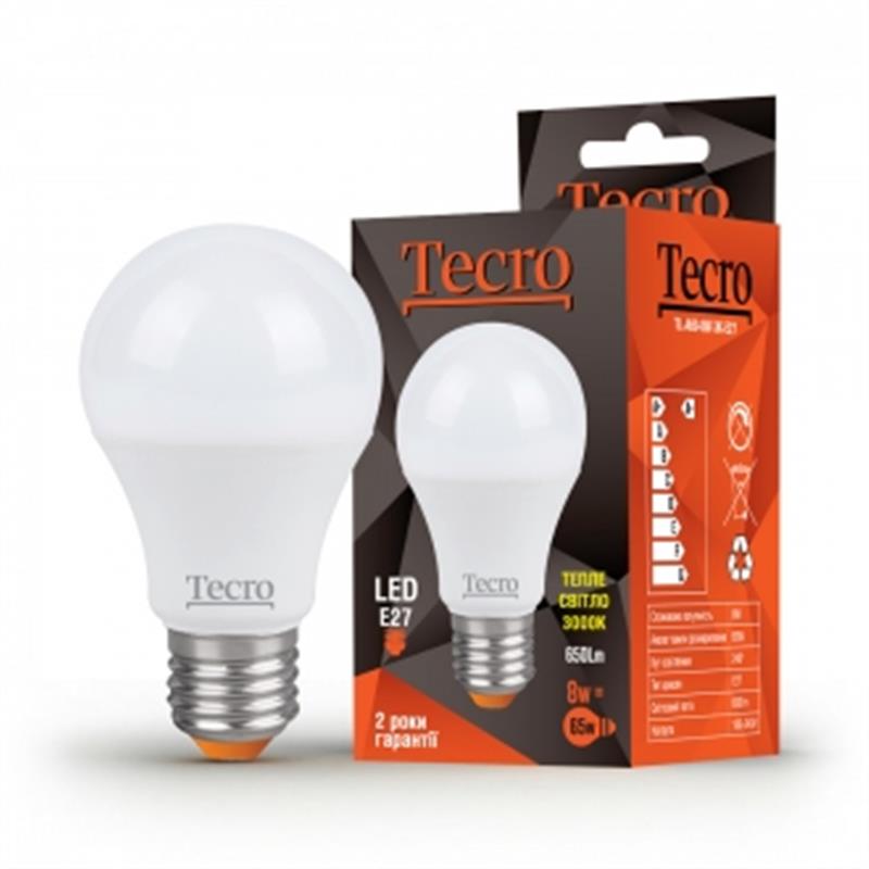 Лампа LED Tecro TL-A60-8W-3K-E27 8W 3000K E27, фото №1