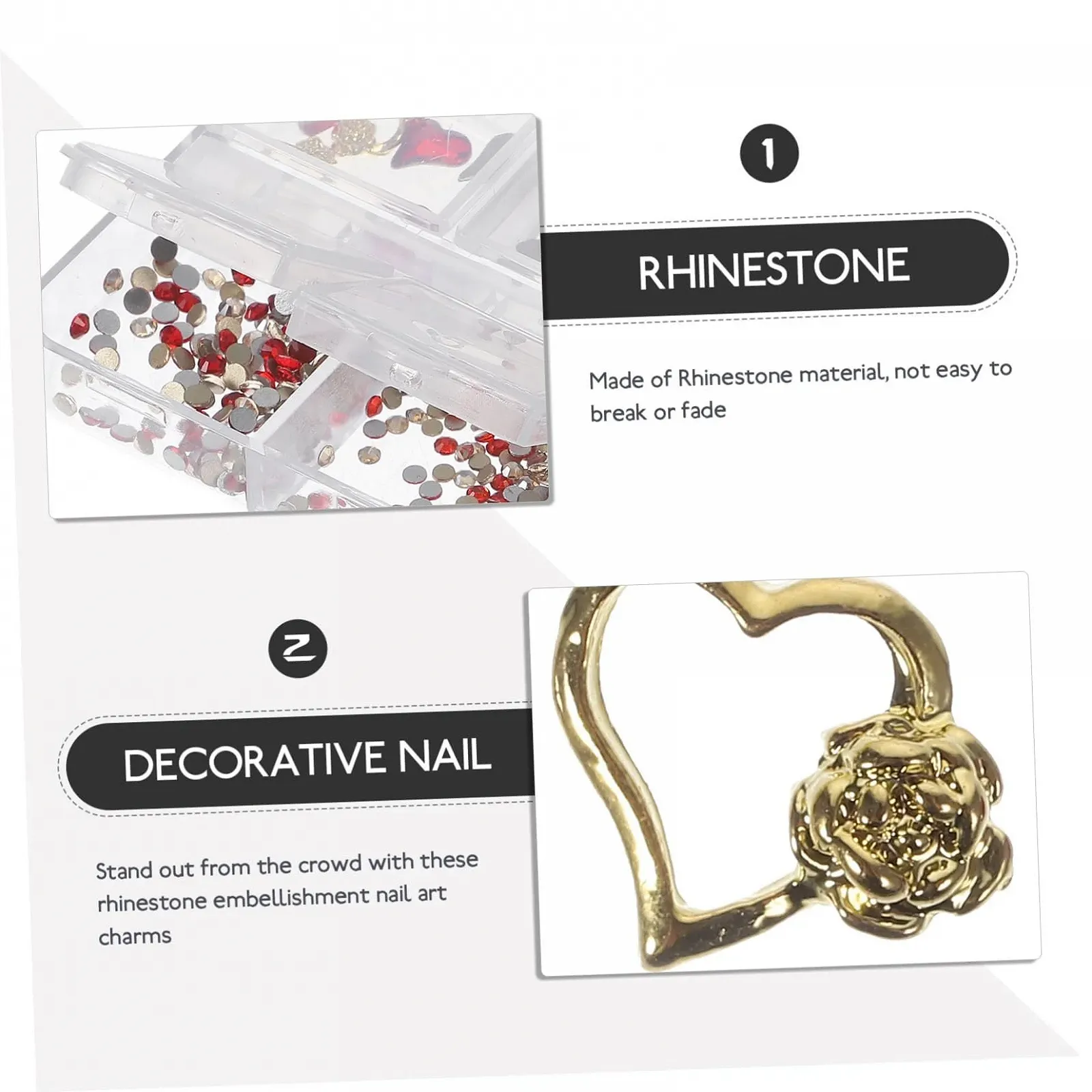 Healeved 1 коробка Любов дорогоцінні камені для нігтів Плоска задня частина, фото №4