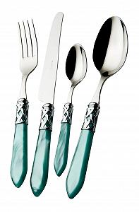 Набір столових приборів Bugatti Aladdin 24 предмети Сталь/ABS Водяний зелений - Фото 1