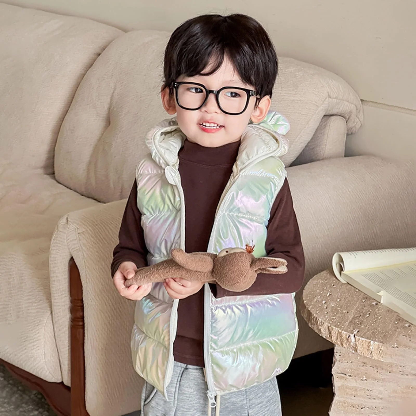 Жилет Пуховий Generisch Дитячий Осінь-Зима Колірний Градієнт, фото №5