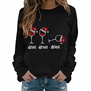 Женская Толстовка 2024 Holiday Spirit Модная Повседневная Теплая Женская Толстовка с Длинным Рукавом Круглый Вырез Мягкая Печатная Рубашка Зимние Толстовки Топы Чистые Толстовки - Фото 1