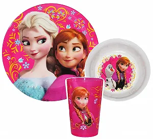 Набір дитячого посуду Frozen (3 предмети): Тарілка, Миска, Чашка - Фото 1