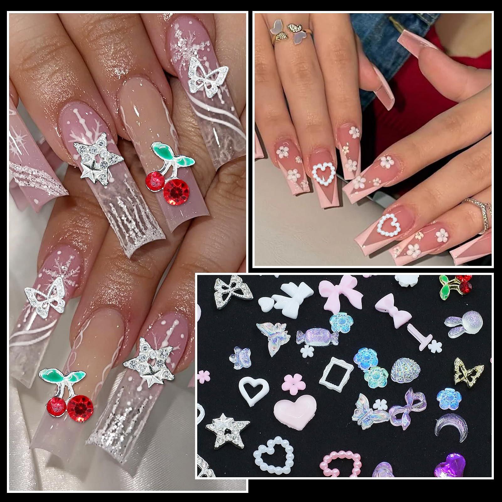 3D Украшения для ногтей Anower IMI Ассорти Металл Вишня Звезда Бабочка Цветок Сердца Разные Бриллианты, фото №7