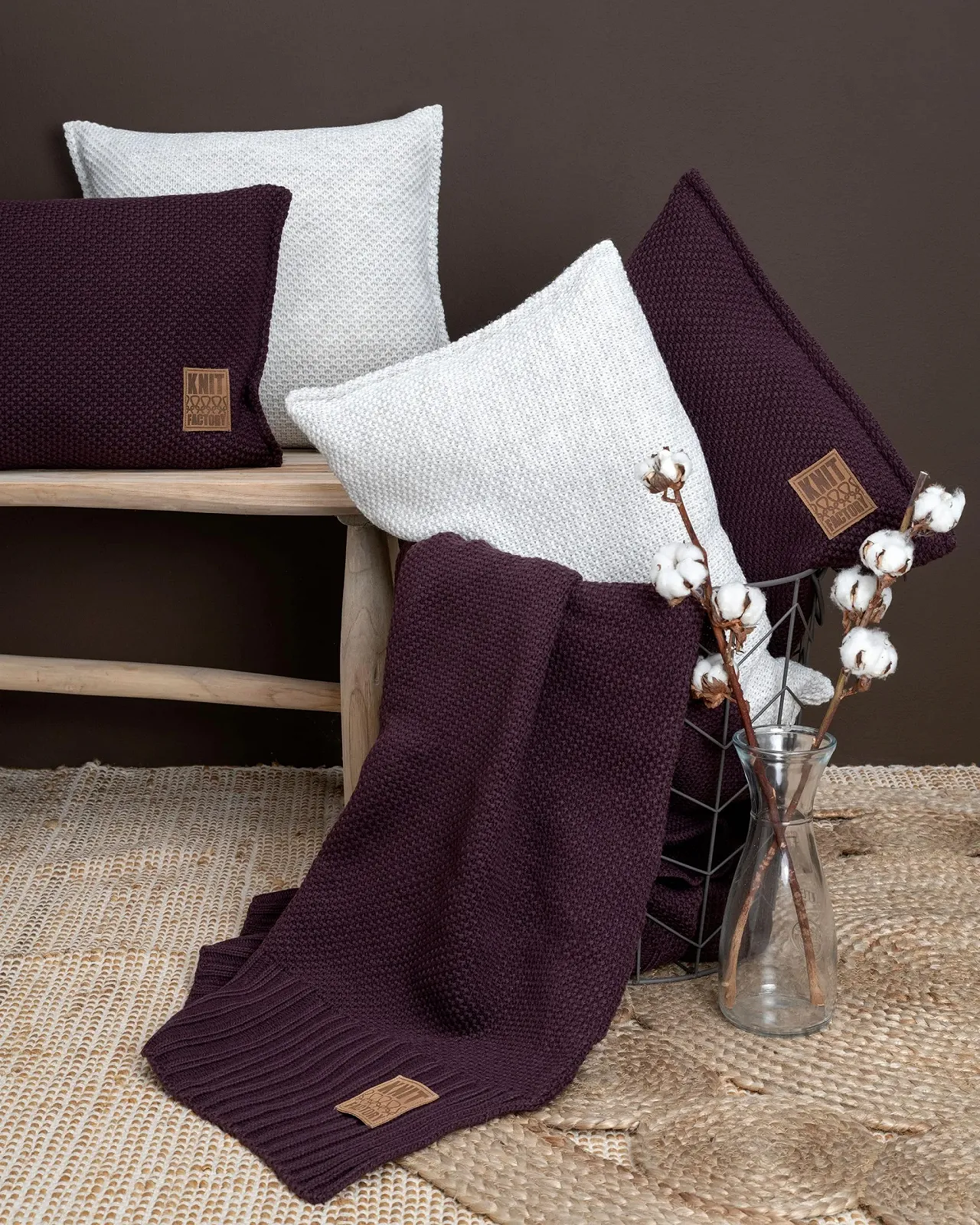 Покривало KNIT FACTORY Однотонна Вязана XL Антрацит 195 x 225 см, фото №8