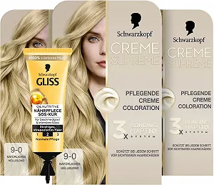 Фарба для волосся Schwarzkopf Creme Supreme 9-0 Натуральний Світлий Блондин (3 x 182 мл) - Фото 1