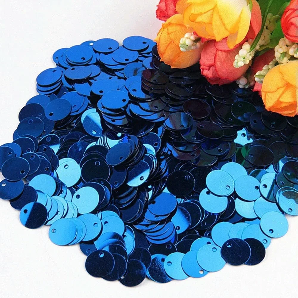 Паєтки з отвором по краю Сині 20 мм 20 г, фото №1