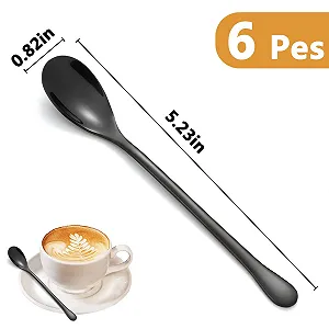 Кофейная ложка Набор из 6 маленьких чайных ложек из нержавеющей стали Ложка для десерта Ложка для эспрессо synthetic.ua - Фото 1
