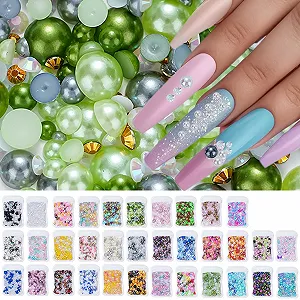 Напівкруглі перлини для нігтів з плоскою задньою стороною synthetic.ua - Фото 1