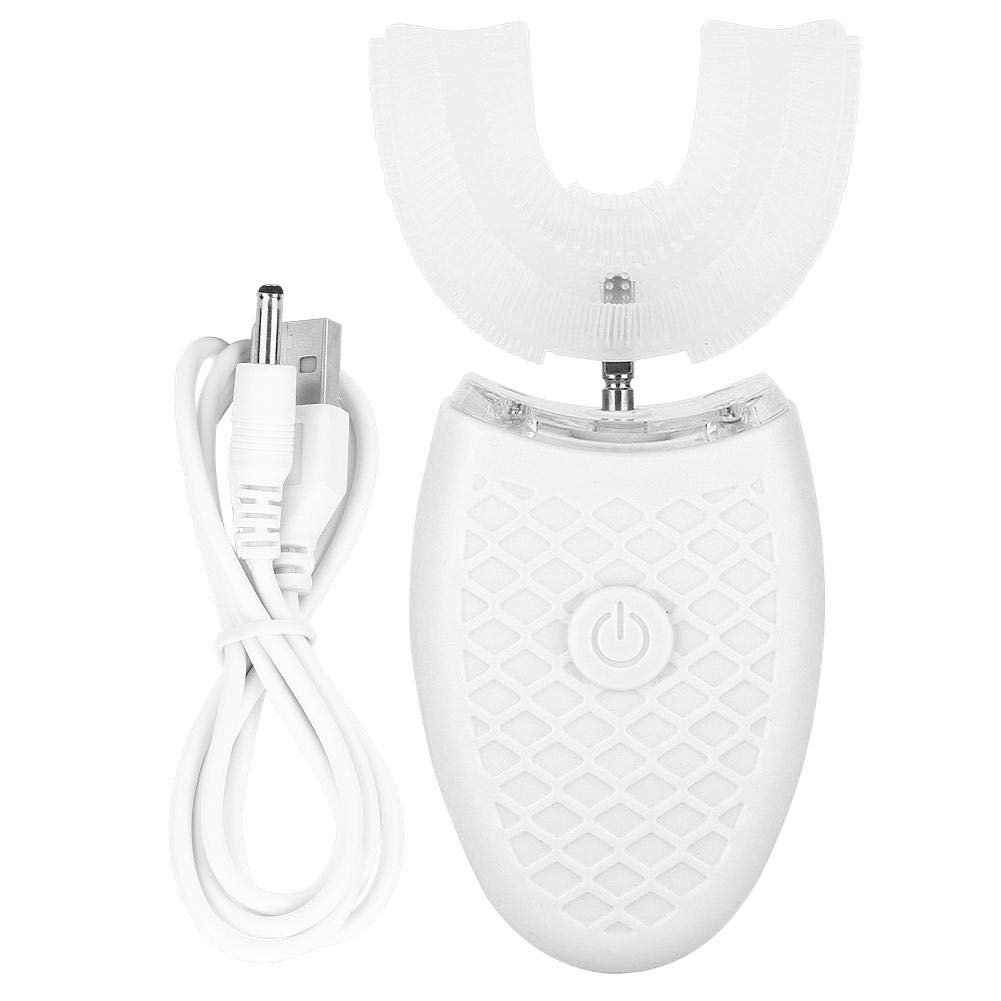 Електрична зубна щітка U-подібна автоматична з відбілюванням синім світлом біла, фото №8