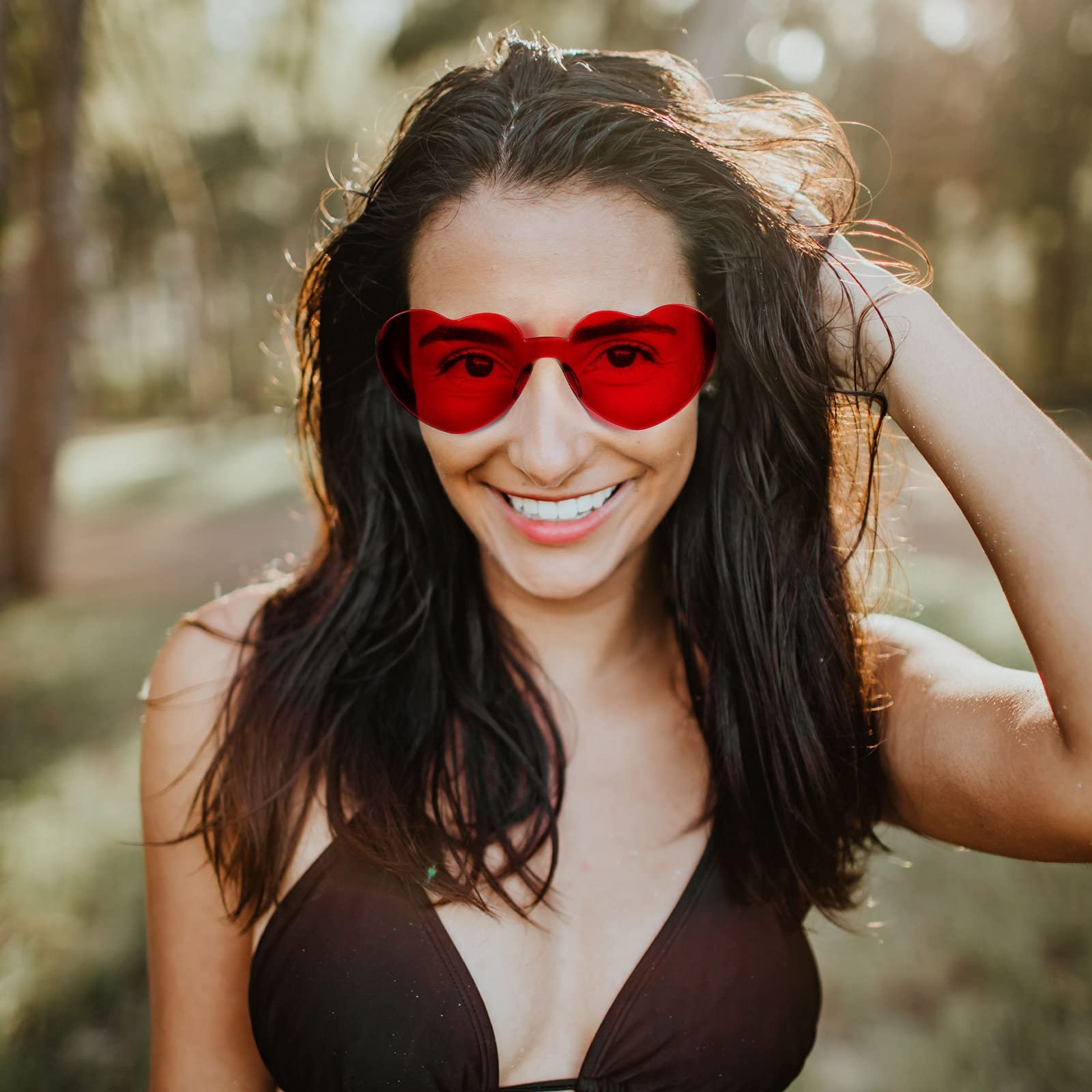 Сонцезахисні Окуляри Fiada Серцеподібні Без оправи Прозорі Кольорові Червоні, фото №6 Сонцезахисні Окуляри Fiada Серцеподібні Без оправи Прозорі Кольорові Червоні, фото №6