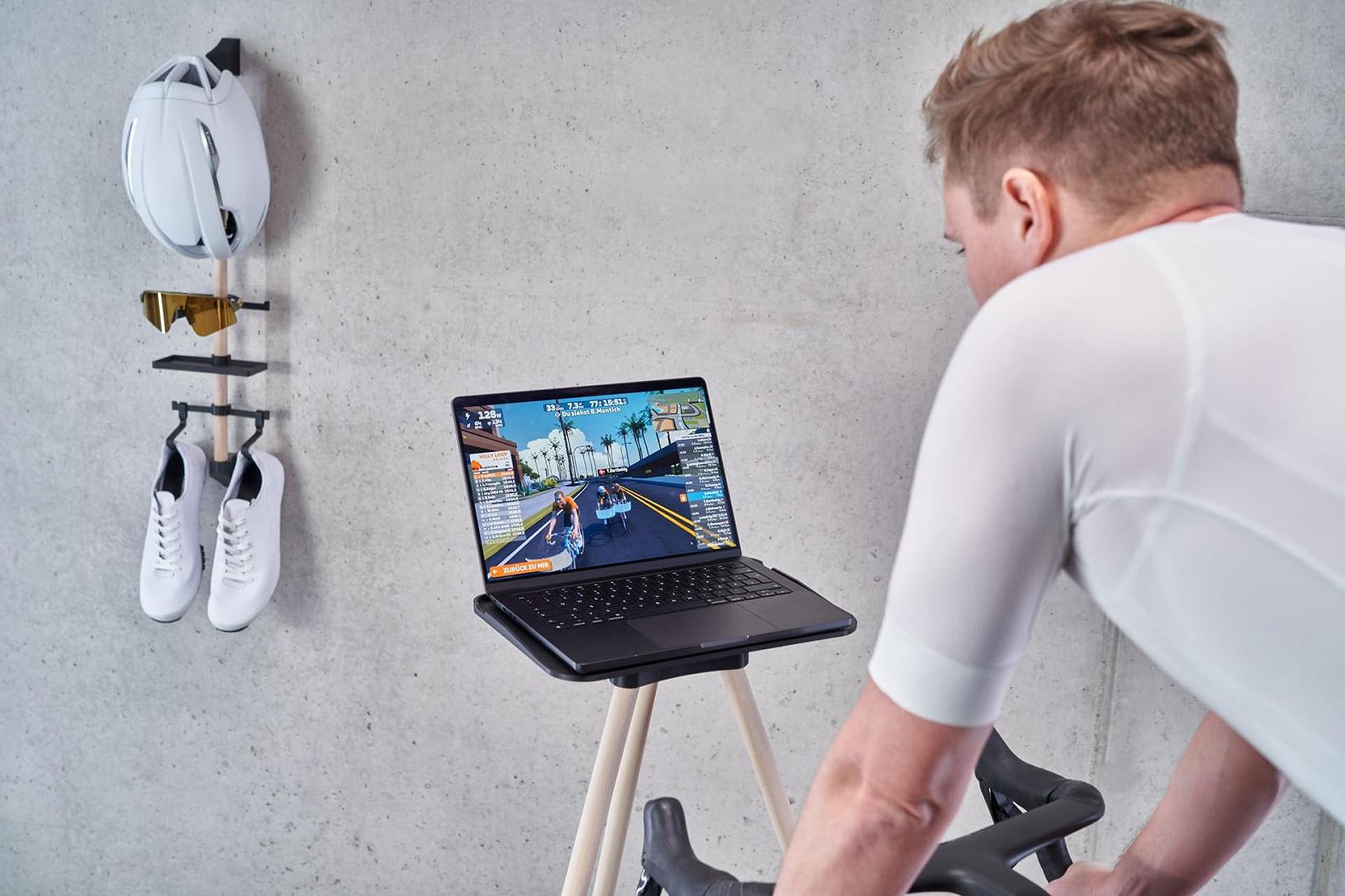 Держатель для ноутбука для велотренажера с деревянными ножками, 3D печать, фото №3