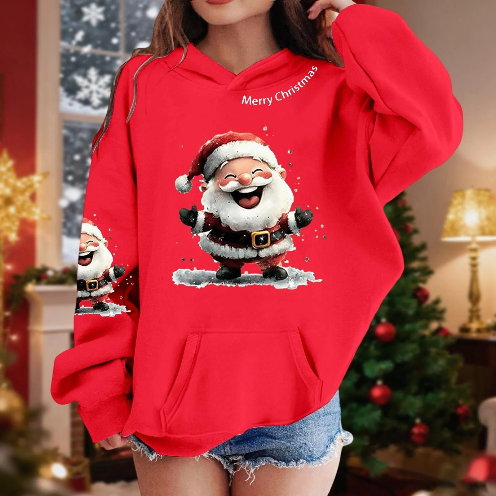 Худі для дівчат з довгими рукавами та принтом, вільного крою, фото №3