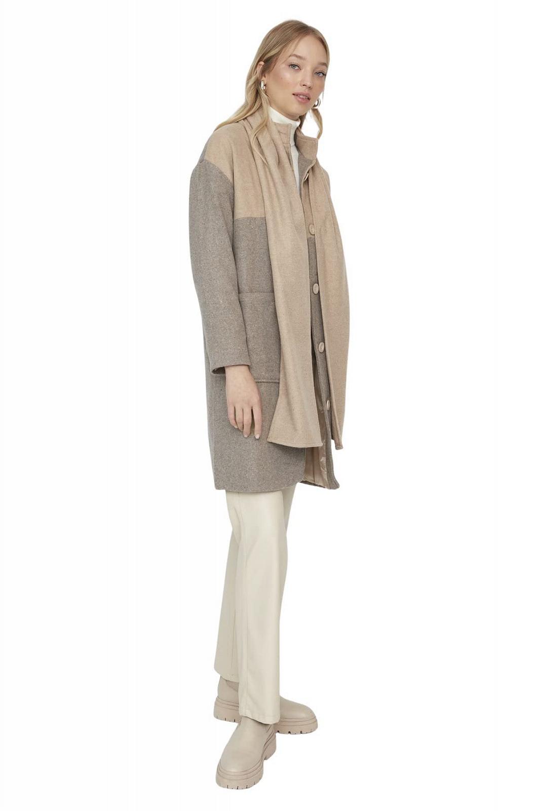 Парка TRENDYOL з тканини доббі, колор-блок, стандартного крою для жінок, фото №4