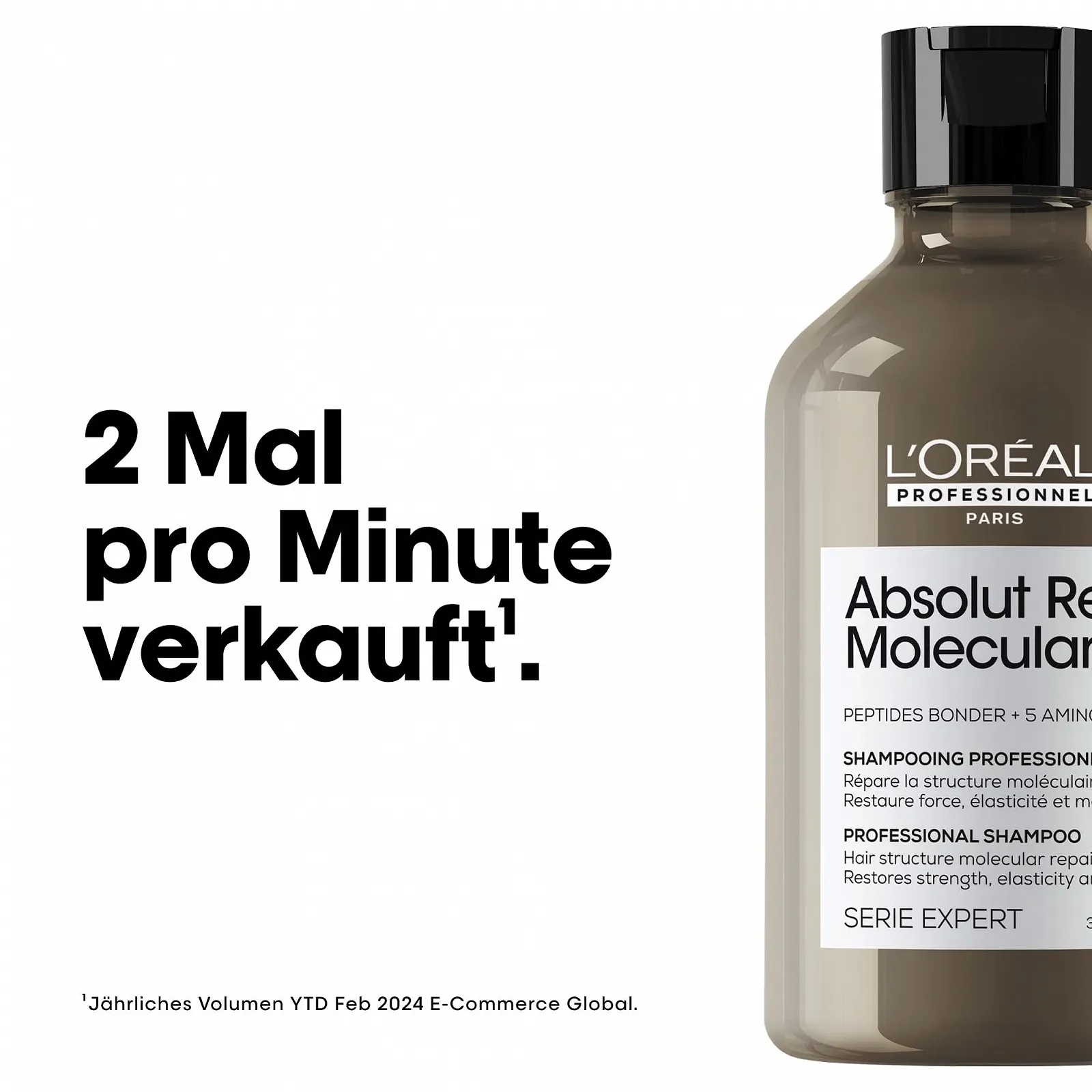 Шампунь L'Oréal Professionnel Serie Expert Absolut Repair Molecular для поврежденных волос с пептидными бондерами и 5 аминокислотами, фото №6