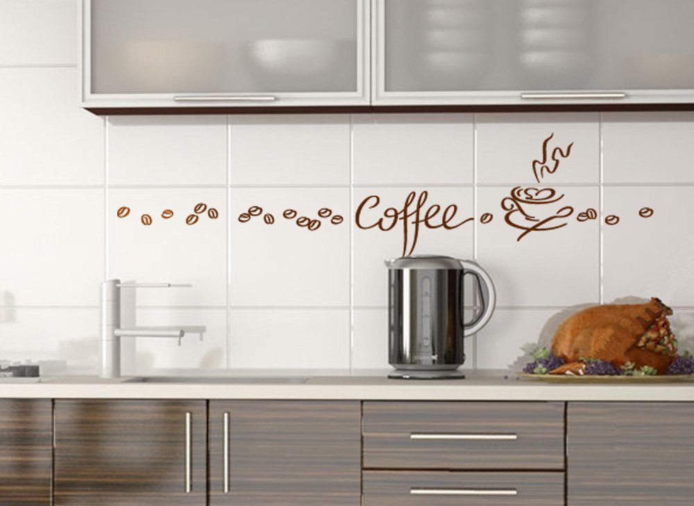 Наклейка на стіну Grandora 1045W Набір Кавова чашка та кавові зерна Кремово-білий, фото №2