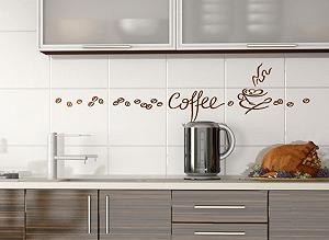 Наклейка на стіну Grandora 1045W Набір Кавова чашка та кавові зерна Кремово-білий synthetic.ua - Фото 1