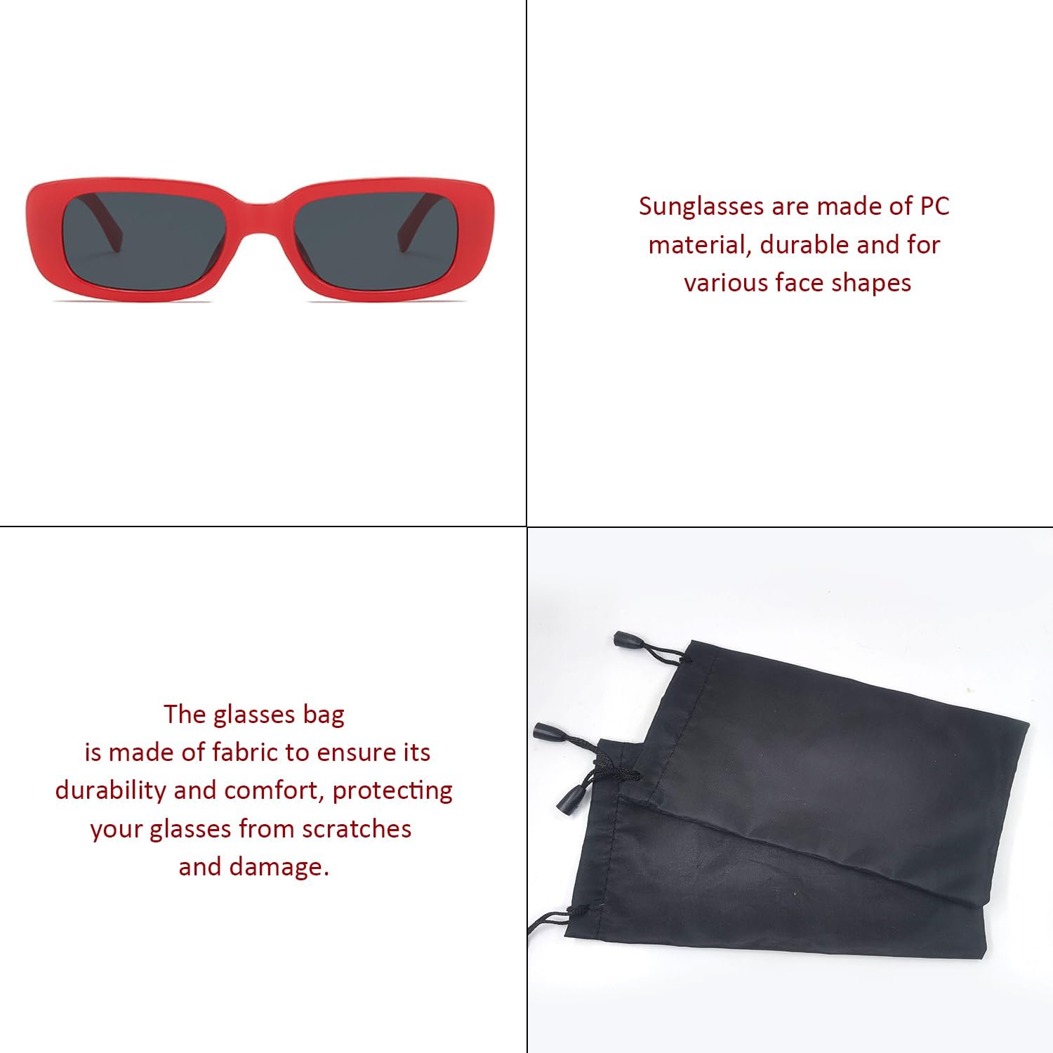 Очки HDGSAFD Винтаж Прямоугольные Аксессуары для одежды красный, фото №3