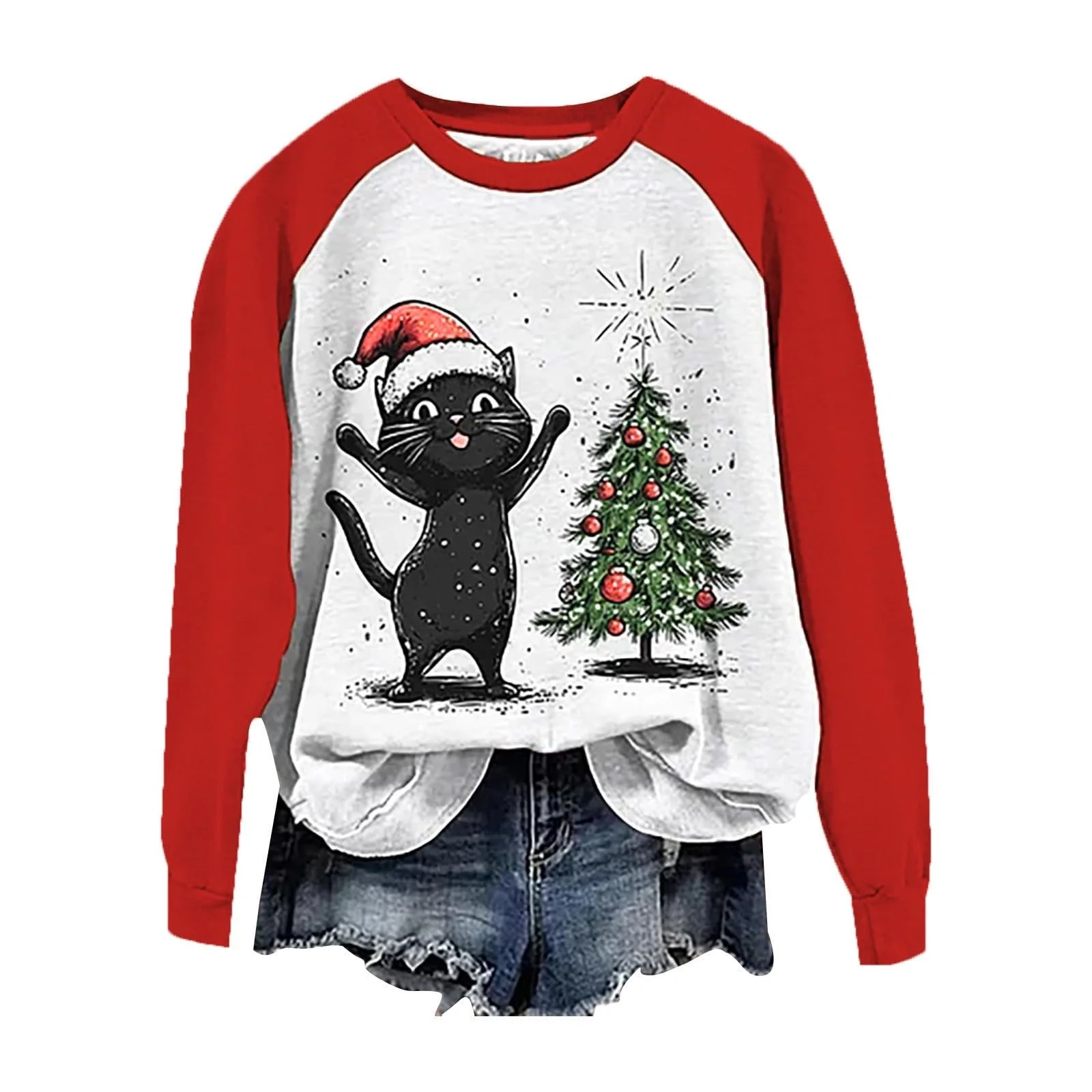 Жіночий Светр з Різдвяним Принтом Cat, фото №1