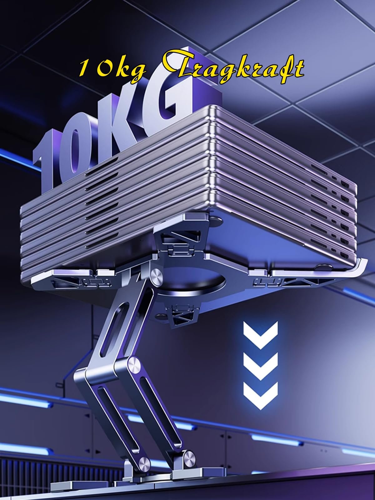 Підставка для ноутбука алюмінієва, поворот на 3600, регульована висота, вантажопідйомність 10 кг, для ноутбуків 12-17 дюймів, складна, фото №6