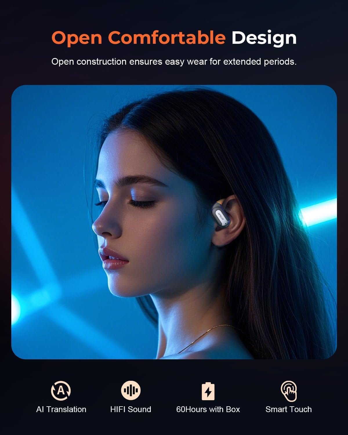 Навушники-перекладачі AI з сенсорним LCD-екраном, з підтримкою 150 мов, фото №7