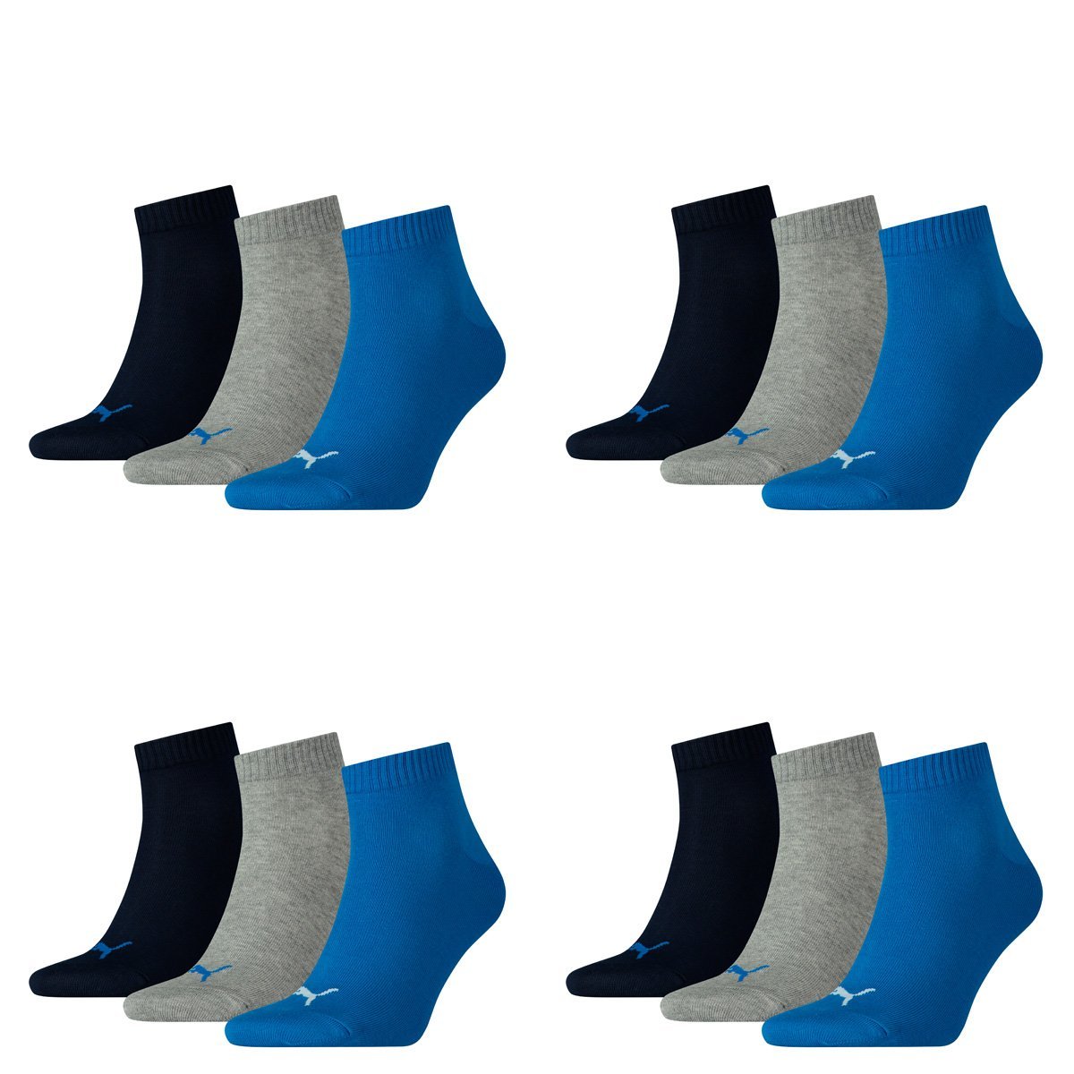 Шкарпетки PUMA Quarter Unisex 35-38 Синій/Сірий меланж, фото №1