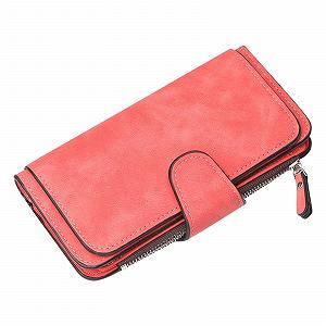 Женский кожаный кошелек Bifold Clutch Card Holder Purse Organizer Multicolor Card Position Phone Pocket Большой размер Красный - Фото 1