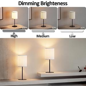 Настільна лампа LED Wireless Rechargeable Remote Dimmable Linen Shade Metal Black synthetic.ua - Фото 1