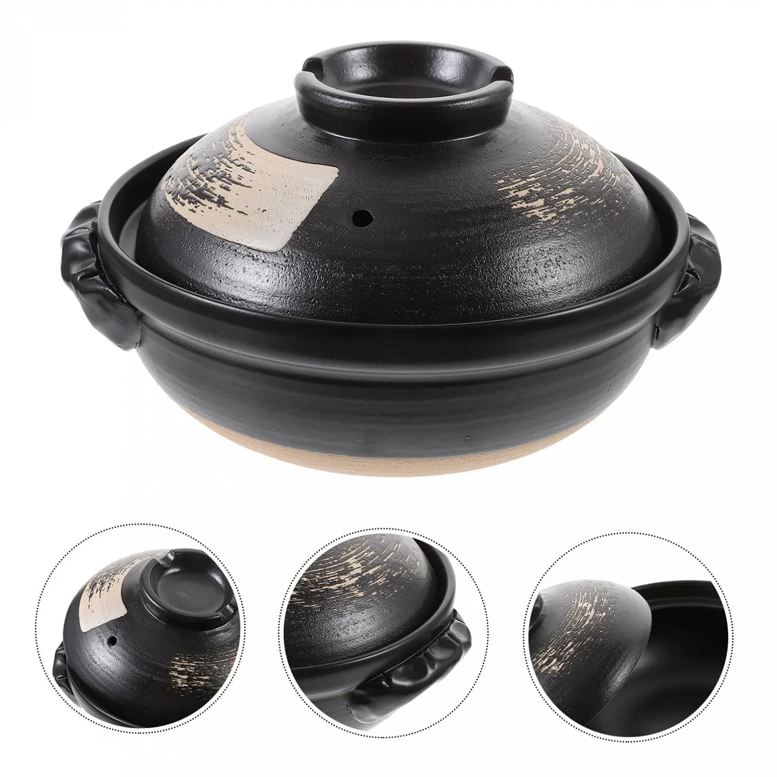 Кастрюля для запекания керамическая 900 мл с стеклянной крышкой термостойкая, фото №6