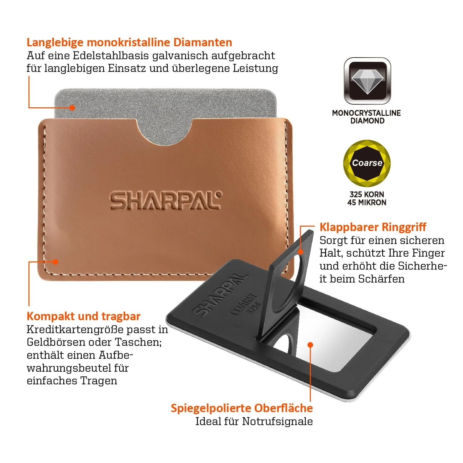 Точильный камень алмазный SHARPAL 113N карманный размер кредитной карты 325 Grit Coarse, фото №2