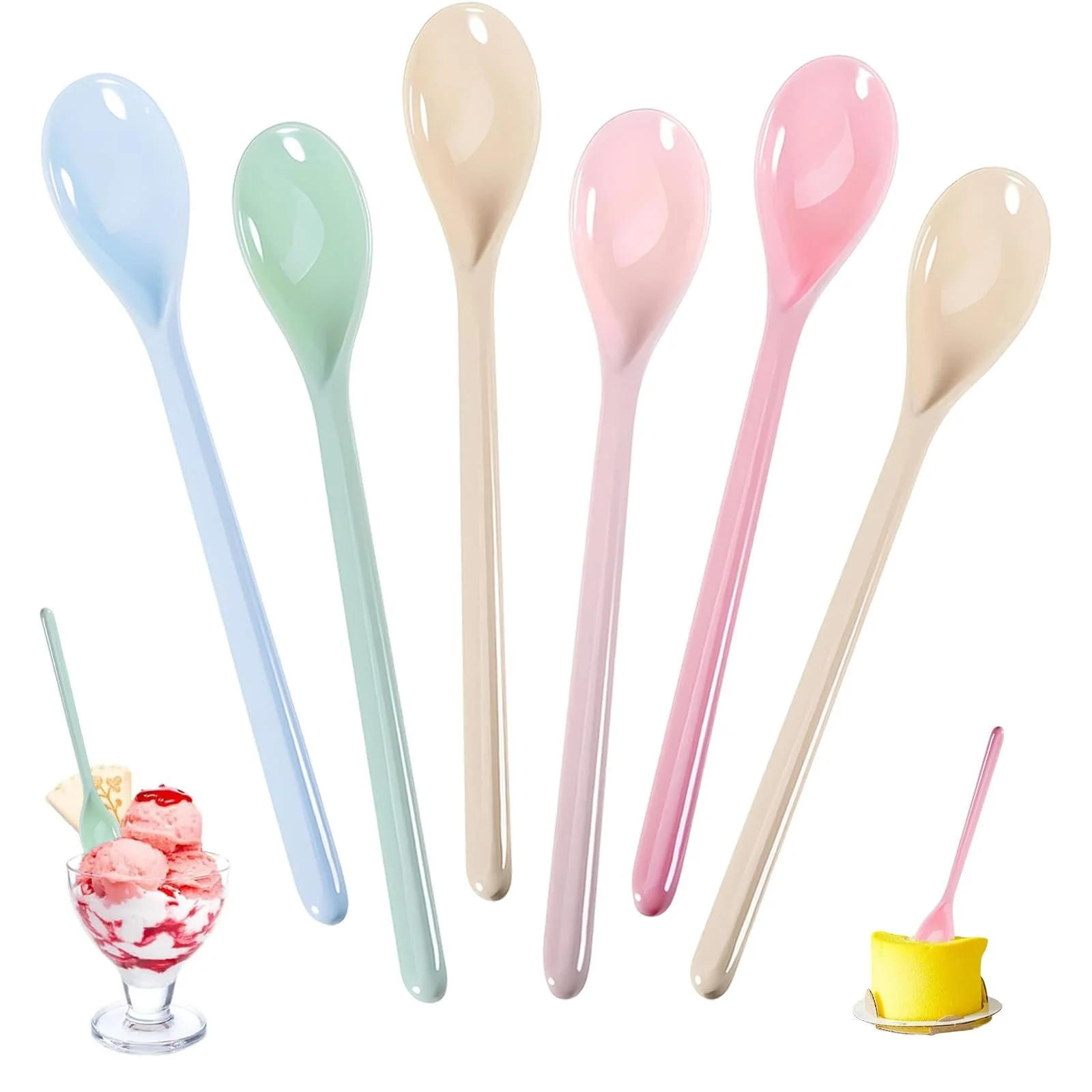 Ложки Пластикові Різнокольорові з Довгою Ручкою Набір 6 шт., фото №1 Ложки Пластикові Різнокольорові з Довгою Ручкою Набір 6 шт., фото №1