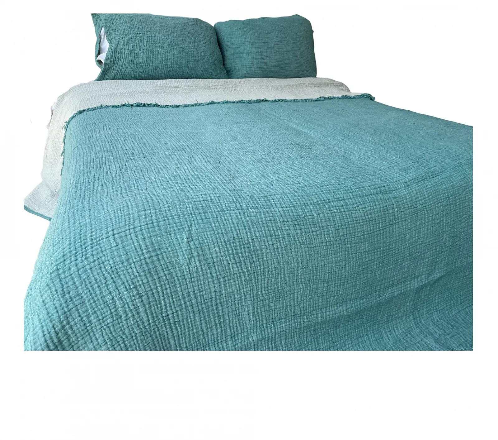 Муслиновое покрывало 100% хлопок, 4 слоя, мягкое турецкое хлопковое муслиновое одеяло, двустороннее одеяло, Petrol Green (Две наволочки 50 x 76 см), фото №3