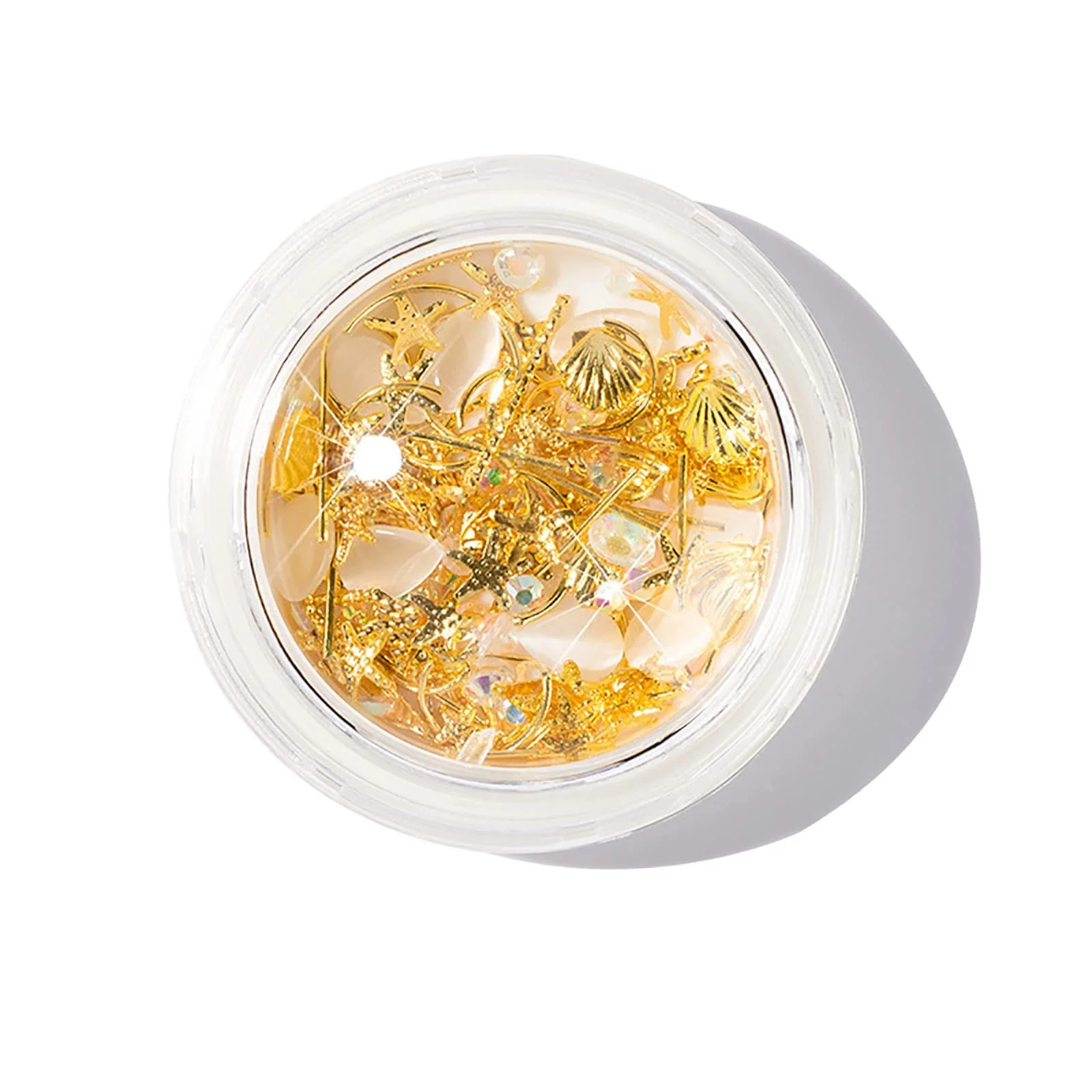 Стрази для нігтів з коробкою для зберігання, різні форми, котяче око, 1 коробка, золото 1, фото №1