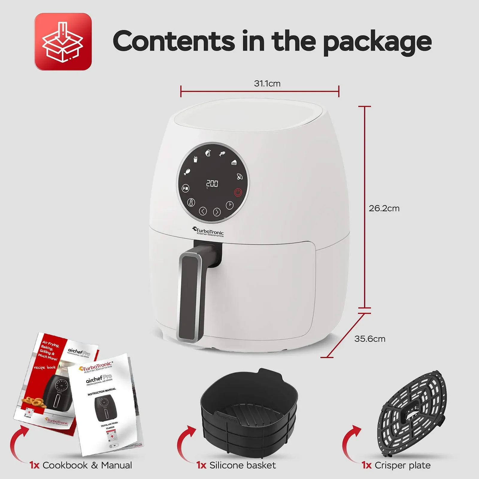 Мультипіч AirChef Pro 3.5 Л 1300 Вт з силіконовою вставкою Білий, фото №2