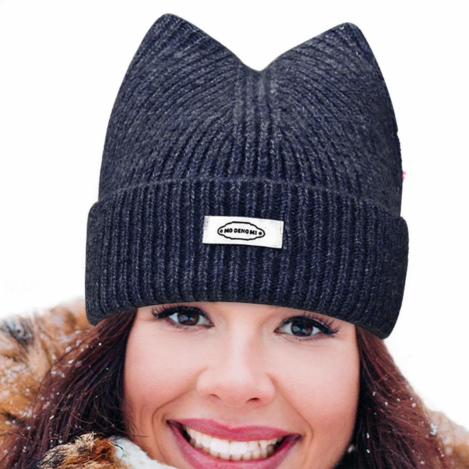 Шапка с кошачьими ушками милая ветрозащитная зимняя, фото №1 Шапка с кошачьими ушками милая ветрозащитная зимняя, фото №1