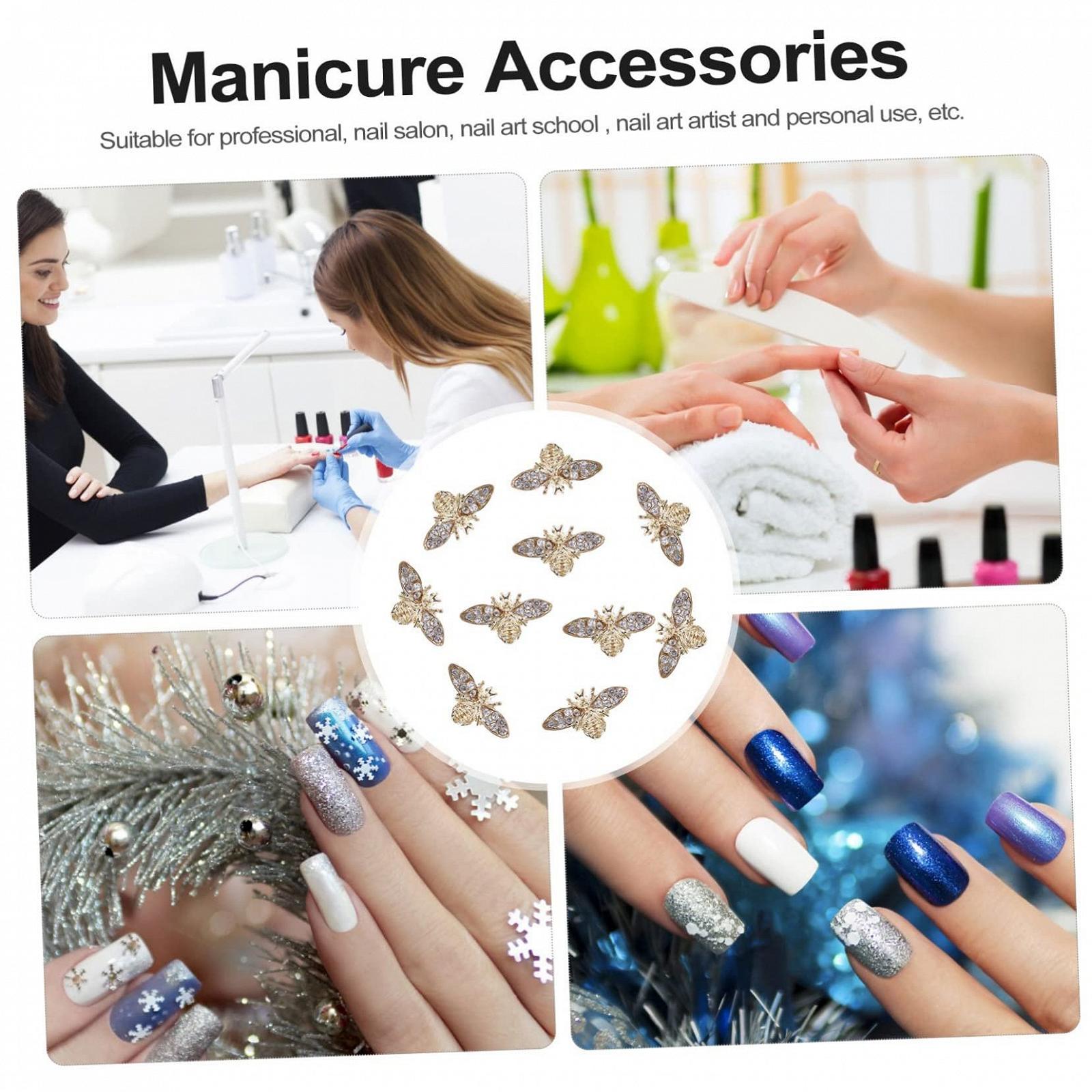 Аксессуары для ногтей Healeved Свадебное украшение Graceling Agn Стразы для ногтей Бриллиантовые украшения Золотое украшение в виде животных Подвеска для ногтей Пчелка Кристалл Металл Украшение для размножения Набор для невесты из 10 штук, фото №4