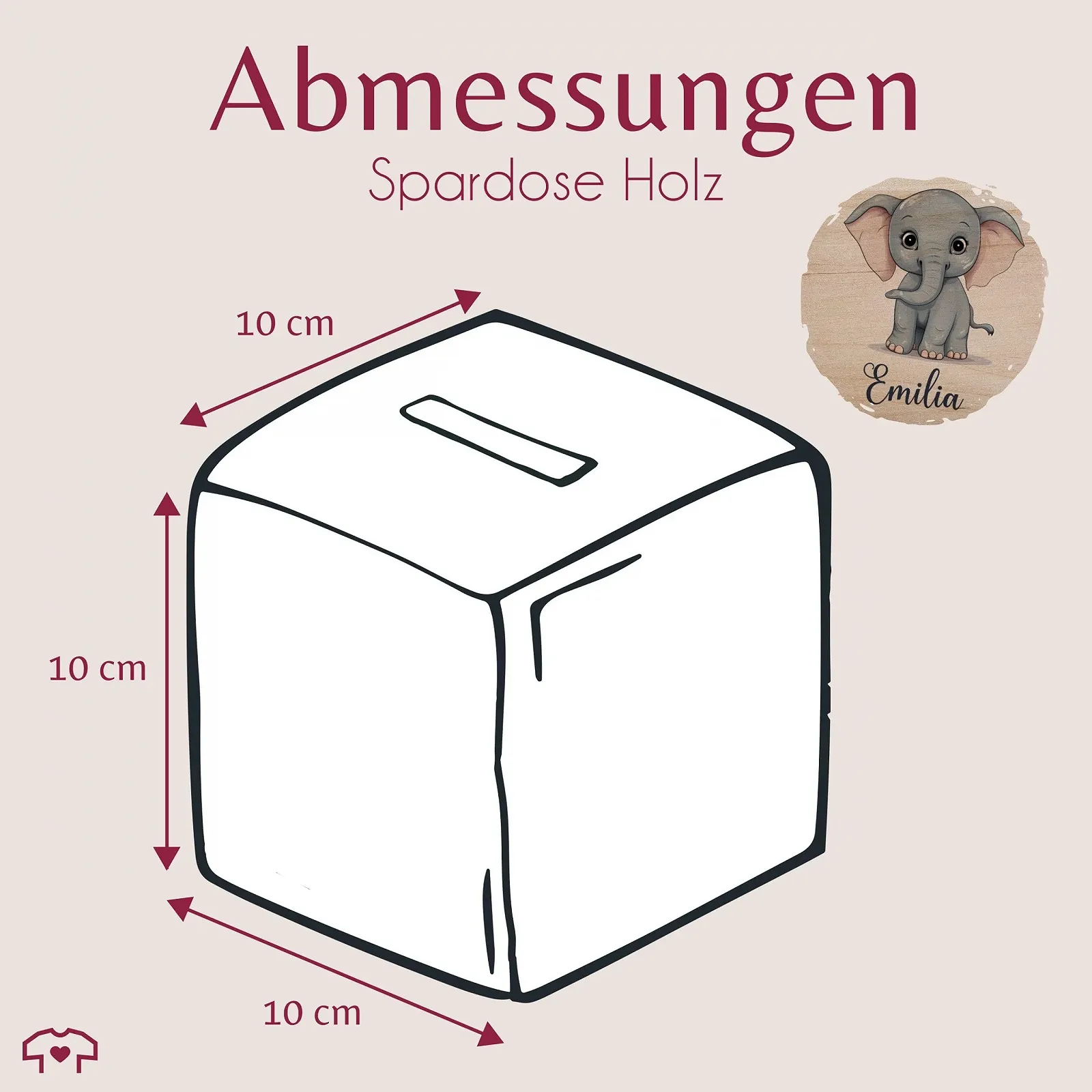 Скарбничка Слон Дерев'яна персоналізована, фото №3