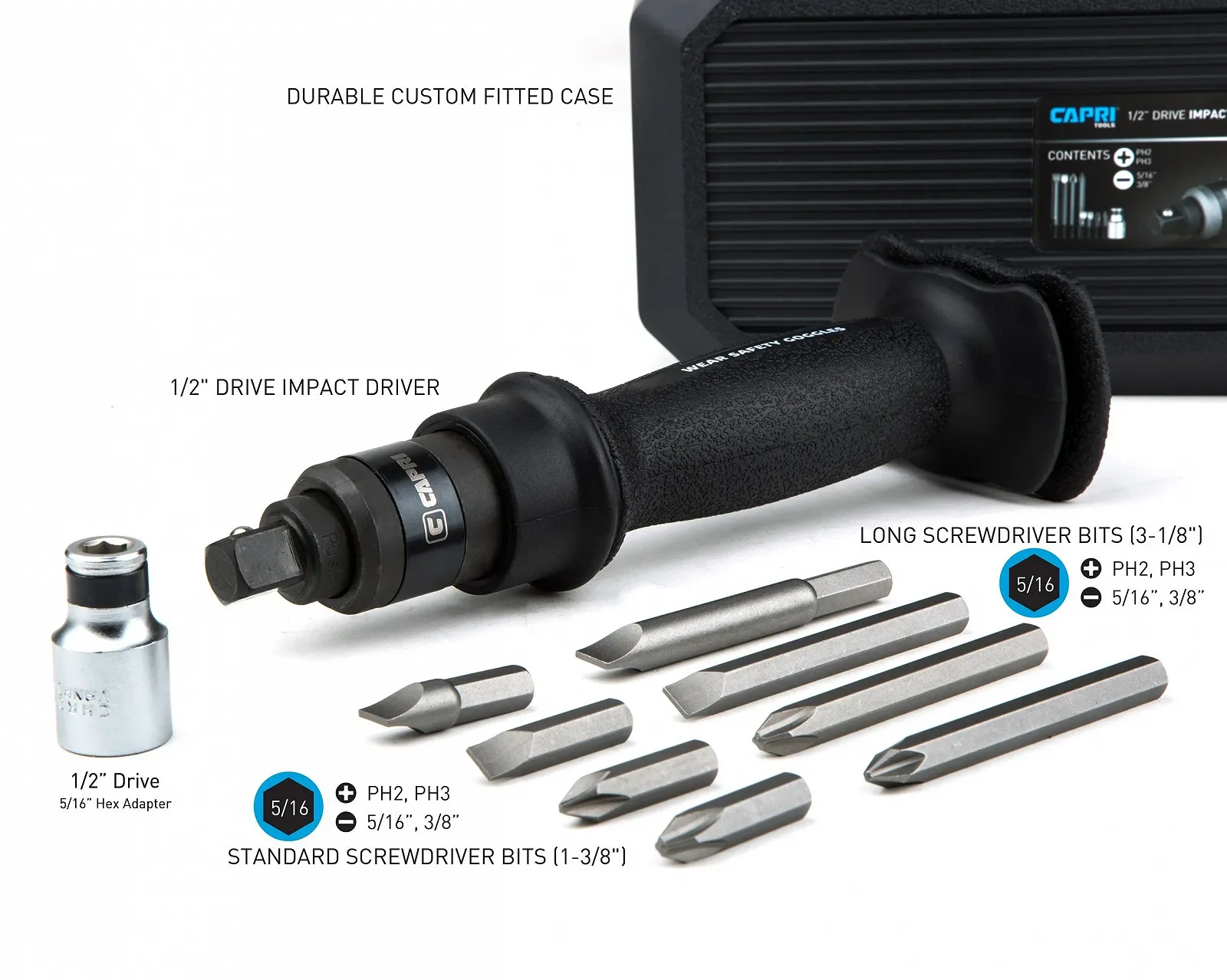 Набір ударних викруток Capri Tools Premium Manual Reversible 1/2 дюйма, фото №2