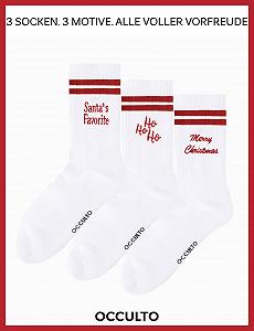 Носки теннисные Occulto Рождественские Женские и Мужские Набор из 3 штук Rudolph synthetic.ua - Фото 1