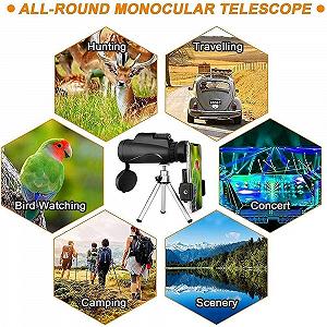 Монокуляр Teleskop 40x60 Bak4 регулируемый штатив для телефона Водонепроницаемый низкий свет synthetic.ua - Фото 1