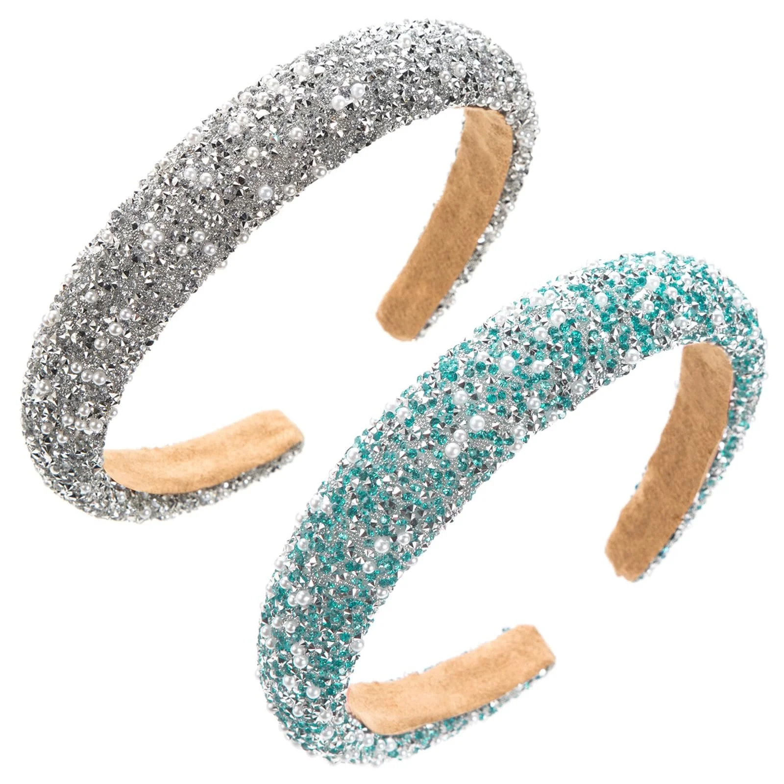 Набір з 2 обручів на голову з блискітками та стразами, фото №1 Набір з 2 обручів на голову з блискітками та стразами, фото №1