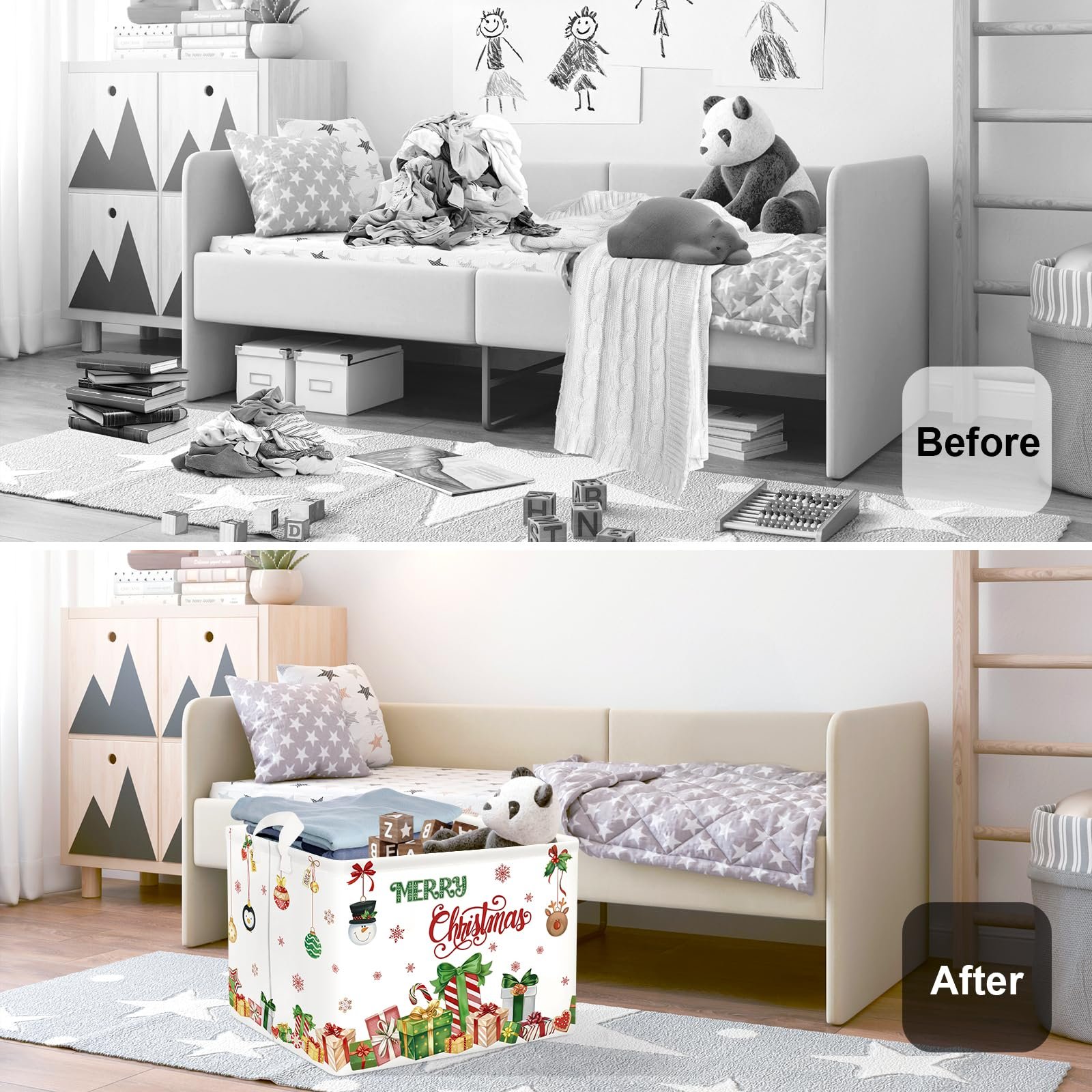 Корзина для игрушек Тип HUUMONSS Reindeer на Рождество для мальчиков и девочек, водонепроницаемая, белый, 36 л, фото №2