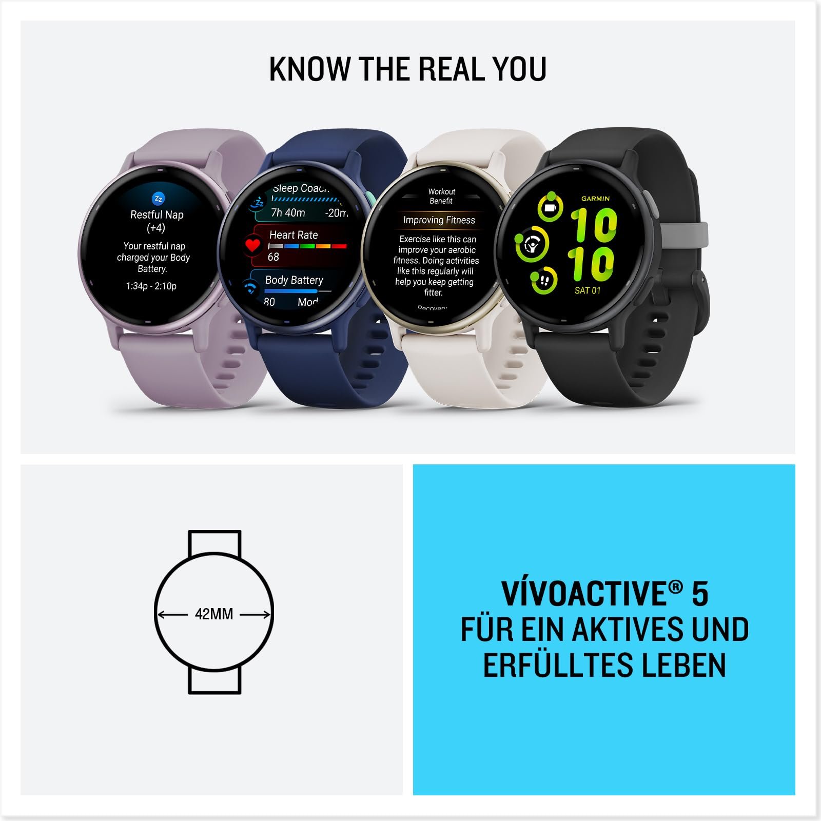 Смарт-часы Garmin Vivoactive 5 GPS с сенсорным AMOLED-дисплеем 1.2 дюйма, функциями фитнеса, здоровья и музыки [Восстановленный], фото №7