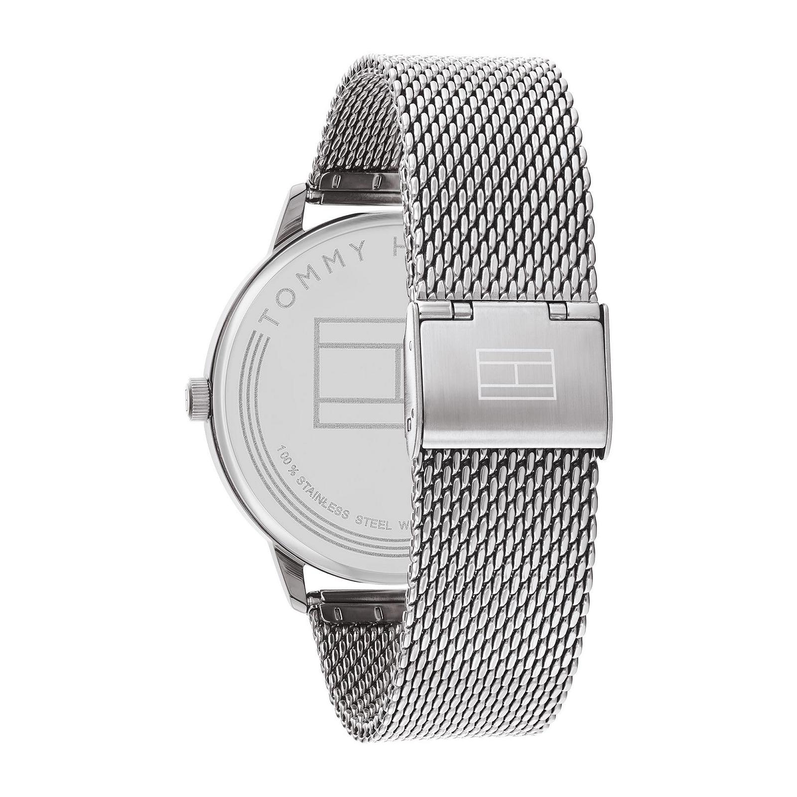 Мужские аналоговые кварцевые часы Tommy Hilfiger 1791842, серебристый цвет, браслет из нержавеющей стали с сетчатым звеном, фото №3